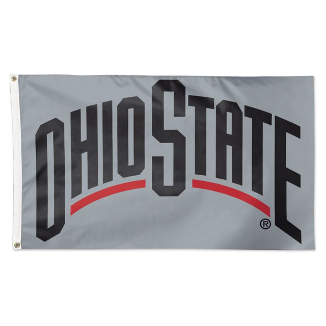 Ohio State Buckeyes OHIO ST SECONDARY LOGO ON GRAY Flag - Deluxe 3' X 5'