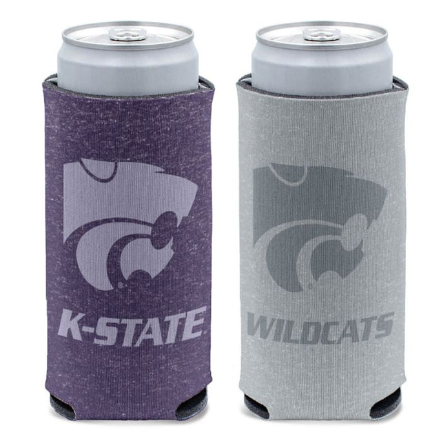 Enfriador de latas delgado de 12 oz con estampado de colores jaspeados de Kansas State Wildcats