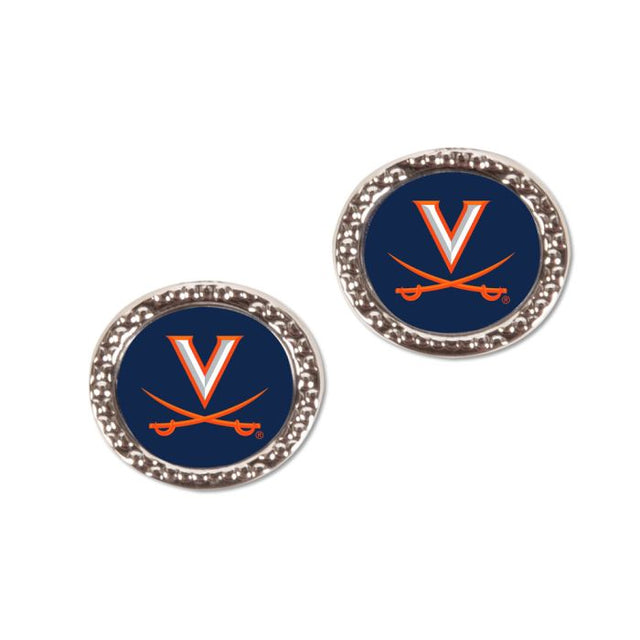 Pendientes de los Virginia Cavaliers con forma de corazón y forma redonda