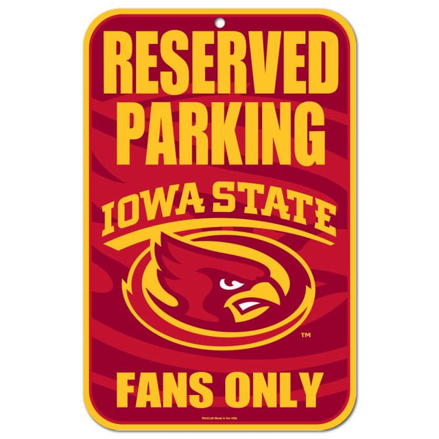 Iowa State Cyclones Reserved Parking Plastic Sign 11" x 17"