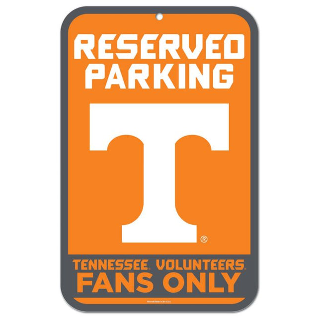Letrero de plástico de estacionamiento reservado de Tennessee Volunteers de 11" x 17"