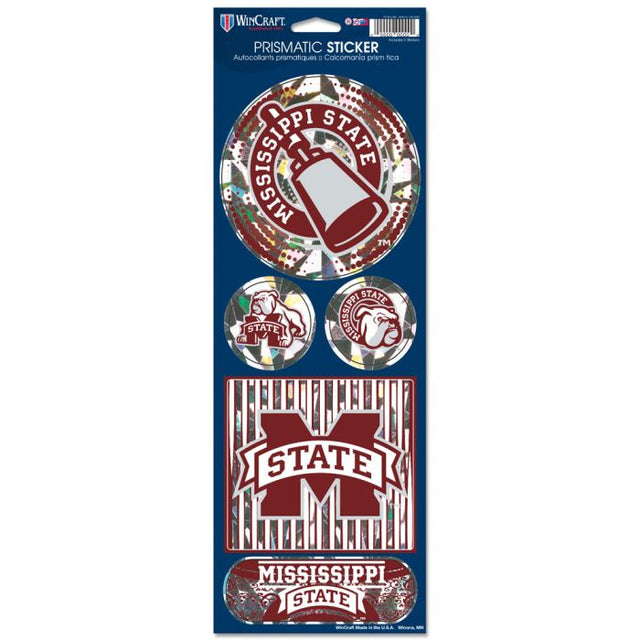 Calcomanía prismática de Mississippi State Bulldogs de 4" x 11"