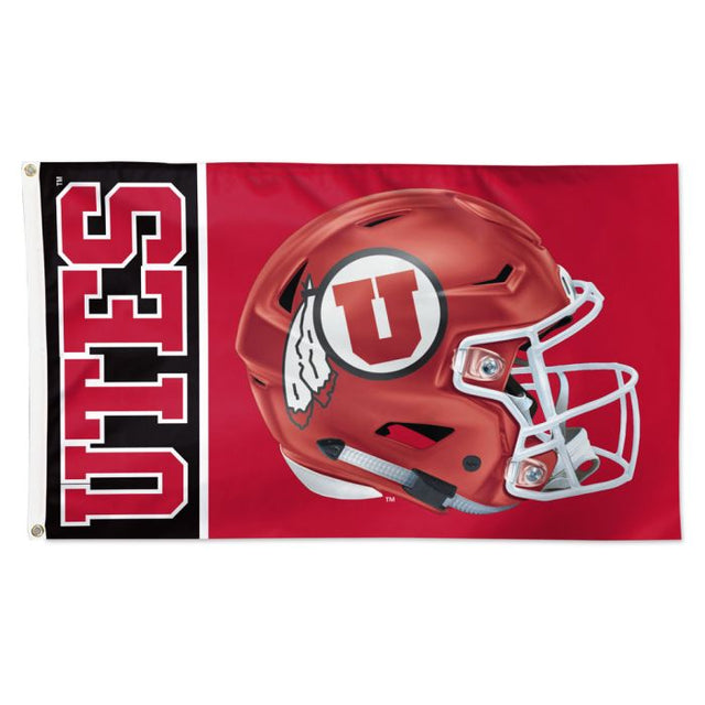 Bandera de los Utah Utes con casco de lujo, 3 x 5 pies