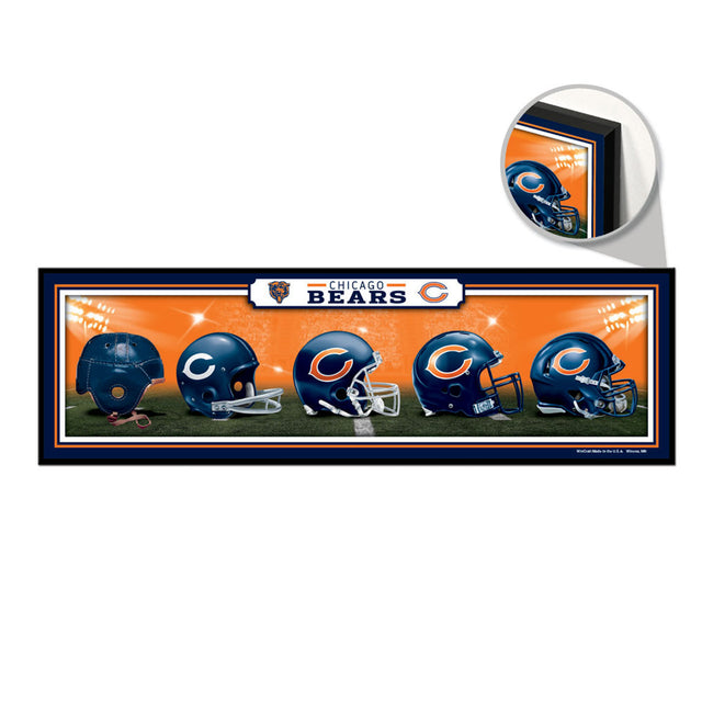 Letrero de madera de 9 x 30 de los Chicago Bears con diseño de cascos