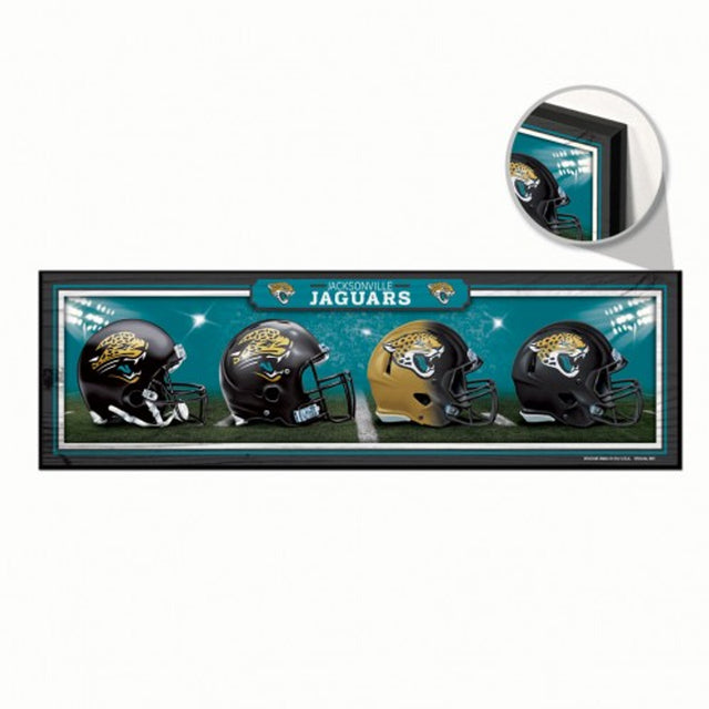 Letrero de madera de 9 x 30 de los Jacksonville Jaguars con diseño de cascos