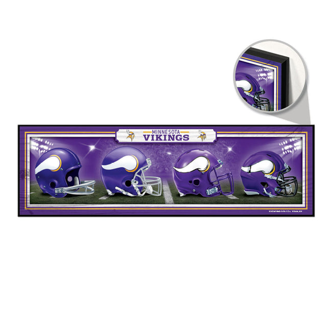 Letrero de madera de 9 x 30 de los Minnesota Vikings con diseño de cascos