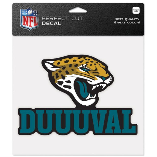 Calcomanía de los Jacksonville Jaguars de 8 x 8 pulgadas con diseño de eslogan de corte perfecto