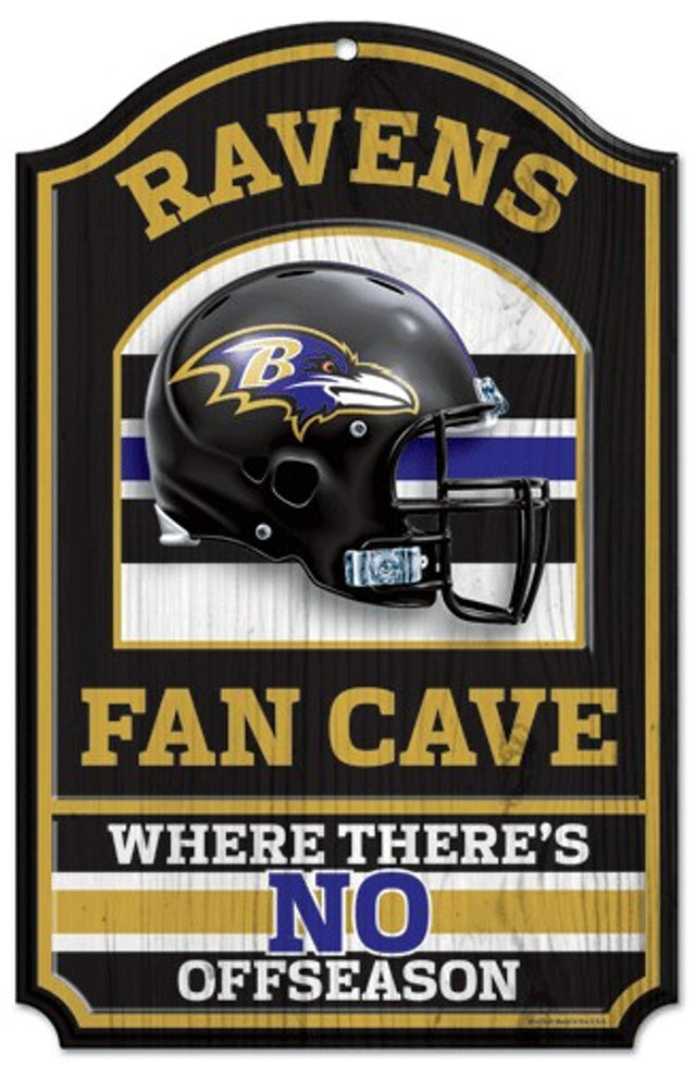 Letrero de madera de los Baltimore Ravens: diseño de cueva para fanáticos de 11" x 17"