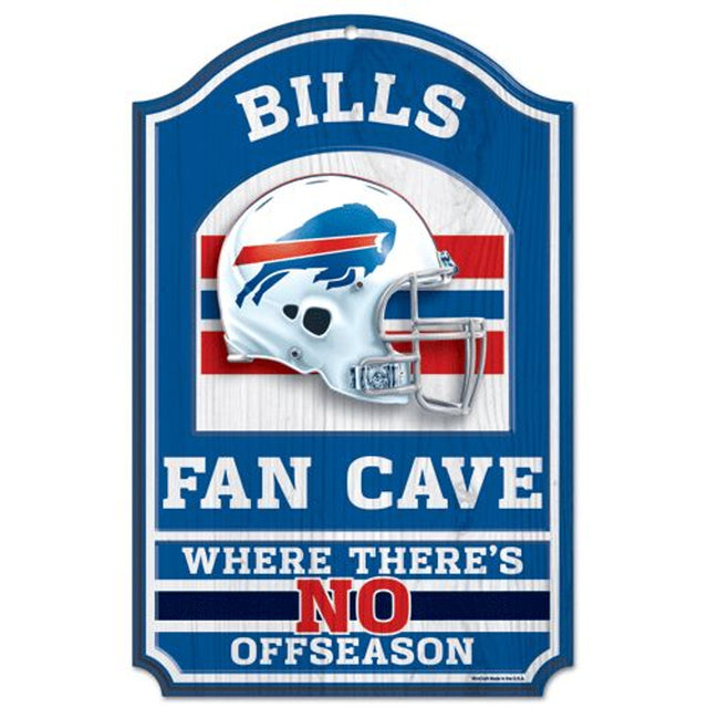 Letrero de madera de Buffalo Bills: diseño de cueva de fanáticos de 11" x 17"