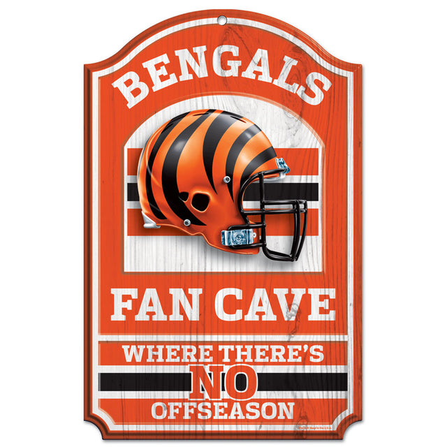 Letrero de madera de Cincinnati Bengals: diseño de cueva para fanáticos de 11" x 17"