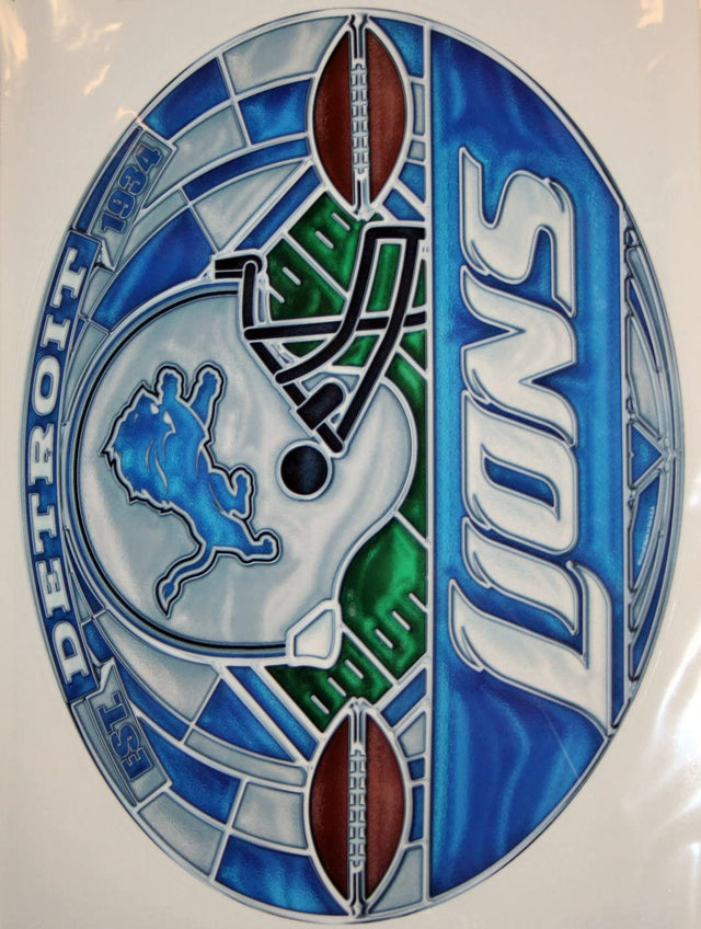 Calcomanía de los Detroit Lions de 11 x 17 pulgadas, multiusos, estilo vitral