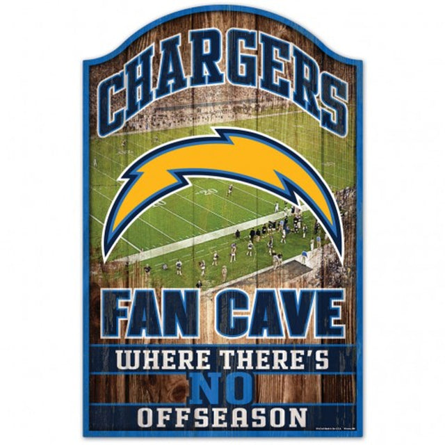 Letrero de madera de 11 x 17 de Los Angeles Chargers, diseño de cueva para fanáticos