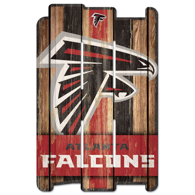 Letrero de madera estilo valla de los Atlanta Falcons de 11 x 17 pulgadas