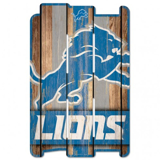 Letrero de madera de los Detroit Lions de 11 x 17 pulgadas estilo valla