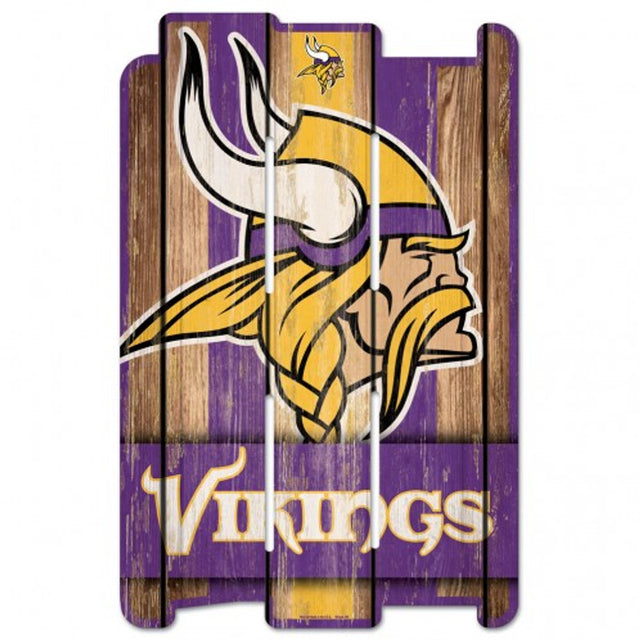 Letrero de madera de 11 x 17 de Minnesota Vikings estilo valla