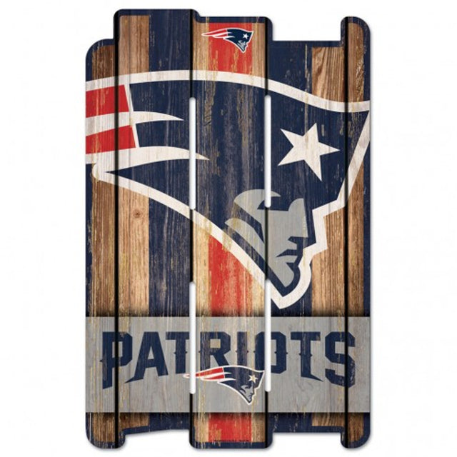 Letrero de madera estilo valla de los New England Patriots de 11 x 17 pulgadas