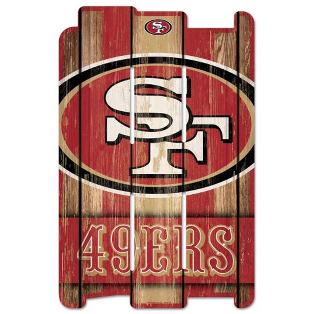 Letrero de madera estilo valla de los San Francisco 49ers de 11 x 17 pulgadas