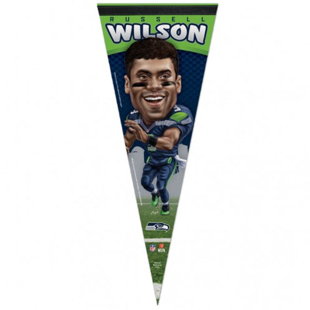 Seattle Seahawks Pennant 12x30 Premium Style Russell Wilson Caricature Design