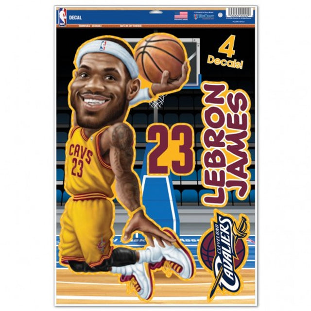 Calcomanía de los Cleveland Cavaliers de 11 x 17 pulgadas, diseño multiusos de caricatura de LeBron James