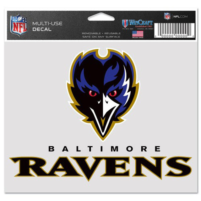 Calcomanía de los Baltimore Ravens de 5 x 6 pulgadas, Ultra Color Raven
