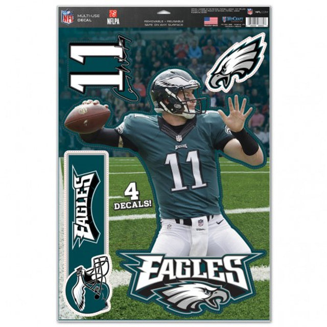 Calcomanía multiusos de los Philadelphia Eagles de 11 x 17 pulgadas de Carson Wentz