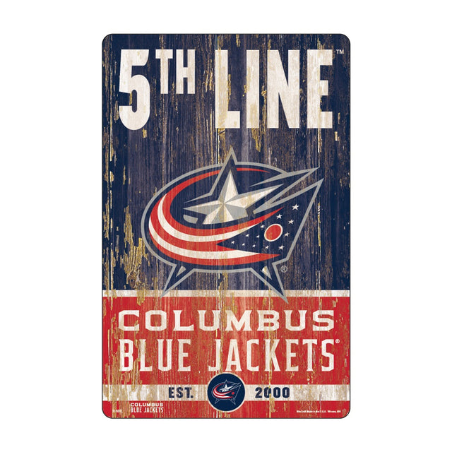 Letrero de madera de 11 x 17 de los Columbus Blue Jackets con diseño de eslogan
