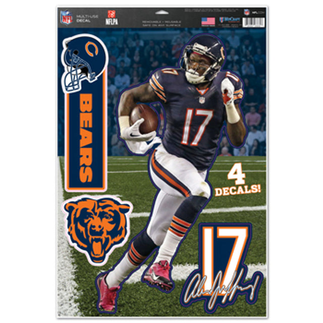 Calcomanía de los Chicago Bears de 11 x 17 para usos múltiples de Alshon Jeffrey CO