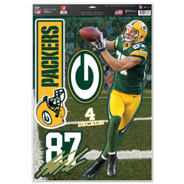 Calcomanía de los Green Bay Packers de 11 x 17 usos múltiples Jordy Nelson Design CO