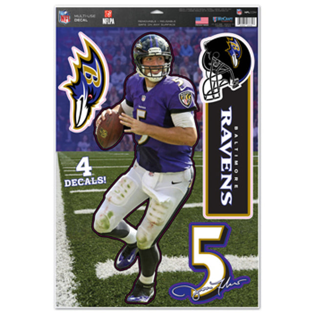 Calcomanía de los Baltimore Ravens de 11 x 17 pulgadas, multiusos, Joe Flacco Design CO