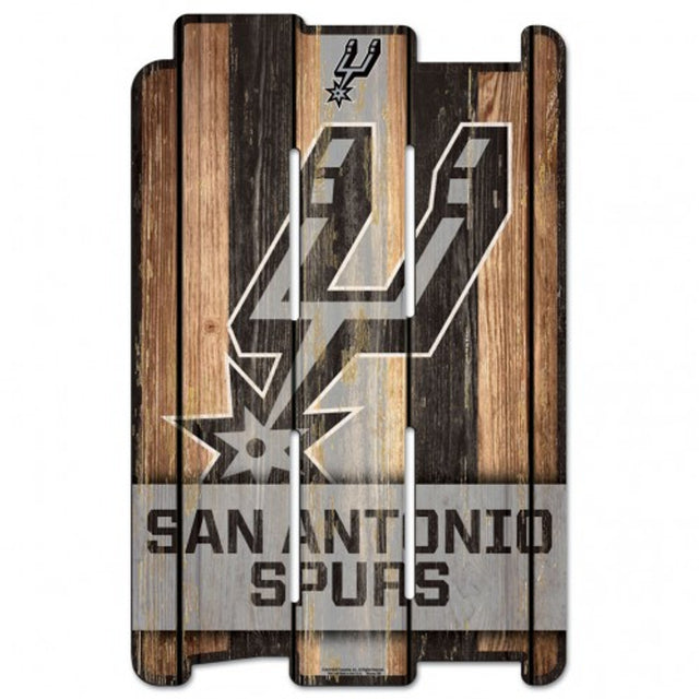 Letrero de los San Antonio Spurs de 11 x 17 cm estilo valla de madera