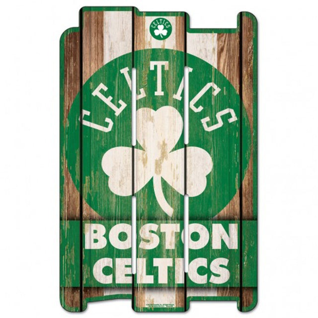 Letrero de los Boston Celtics de 11 x 17 cm estilo valla de madera