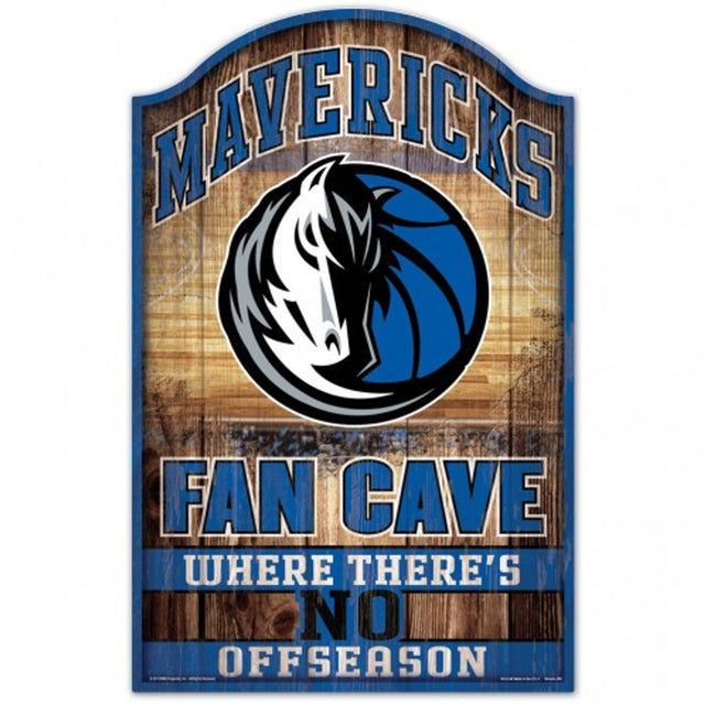 Letrero de madera de 11 x 17 de los Dallas Mavericks con diseño de cueva para fanáticos
