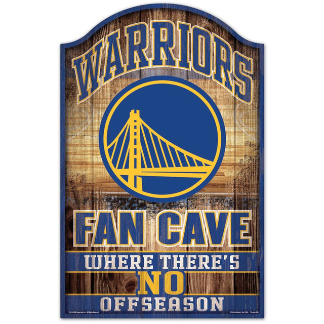 Letrero de madera de 11 x 17 de los Golden State Warriors con diseño de cueva para fanáticos