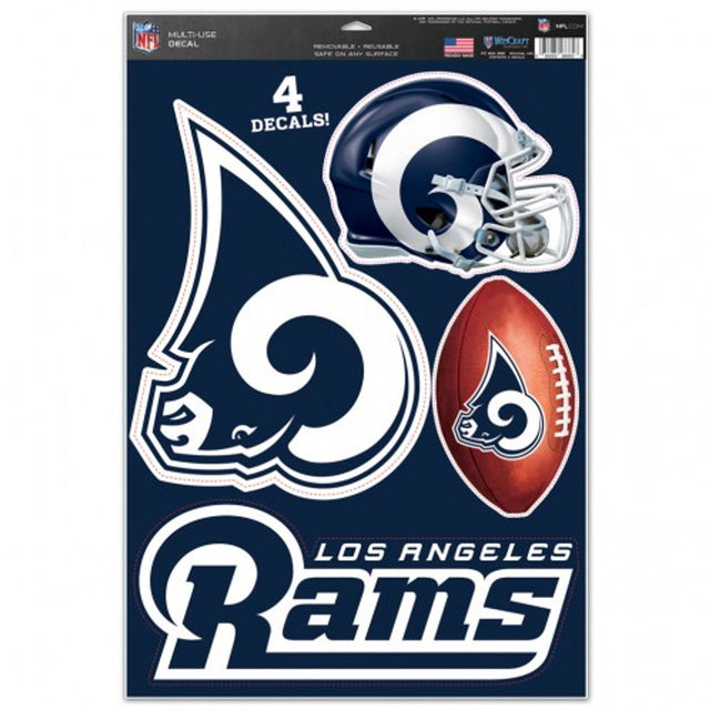 Calcomanía multiusos de Los Angeles Rams de 11 x 17, recortable con logotipo, juego de 4 piezas