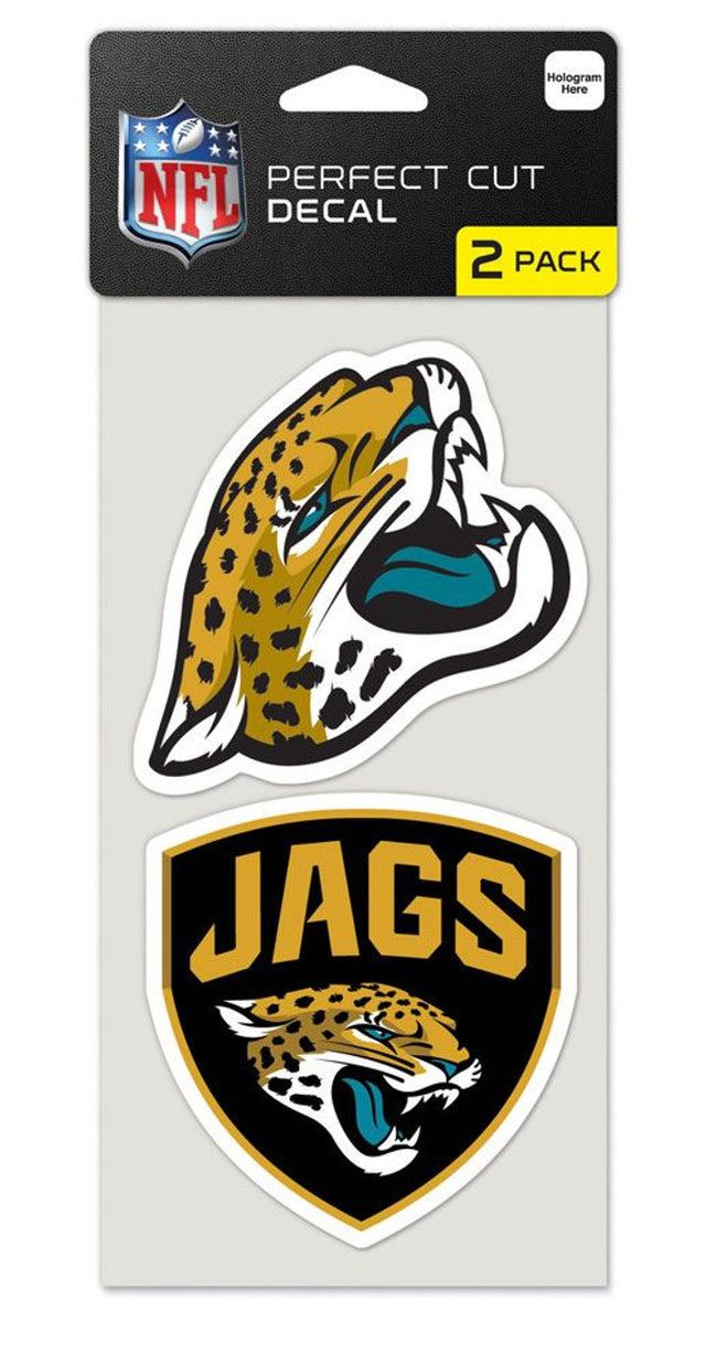 Juego de 2 calcomanías de Jacksonville Jaguars para 4 x 4, corte perfecto