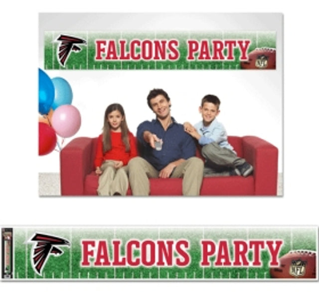 Banner de los Atlanta Falcons de 12 x 65 pulgadas, estilo fiesta CO