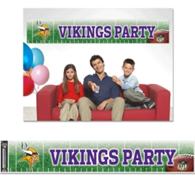 Banner de los Minnesota Vikings de 12 x 65 pulgadas, estilo fiesta CO