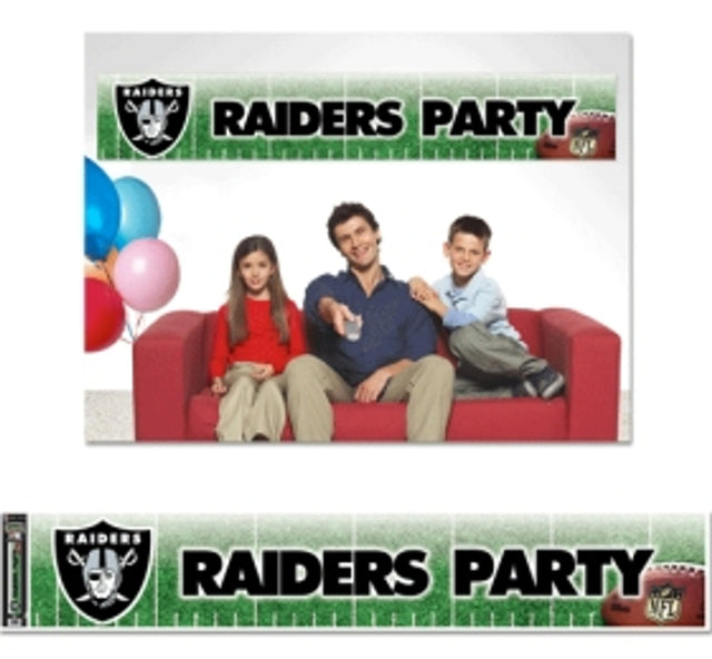 Banner de los Raiders de Las Vegas de 12 x 65 pulgadas, estilo fiesta CO