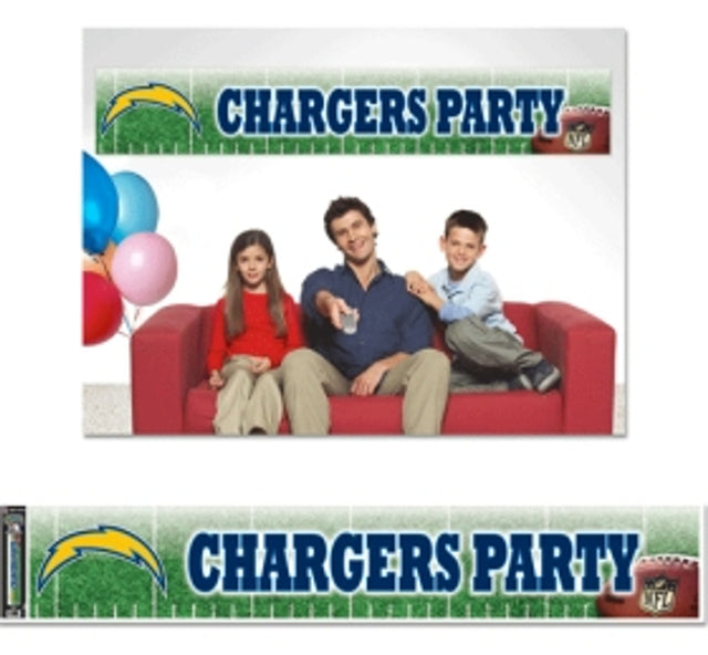 Banner de Los Angeles Chargers de 12 x 65 estilo fiesta CO