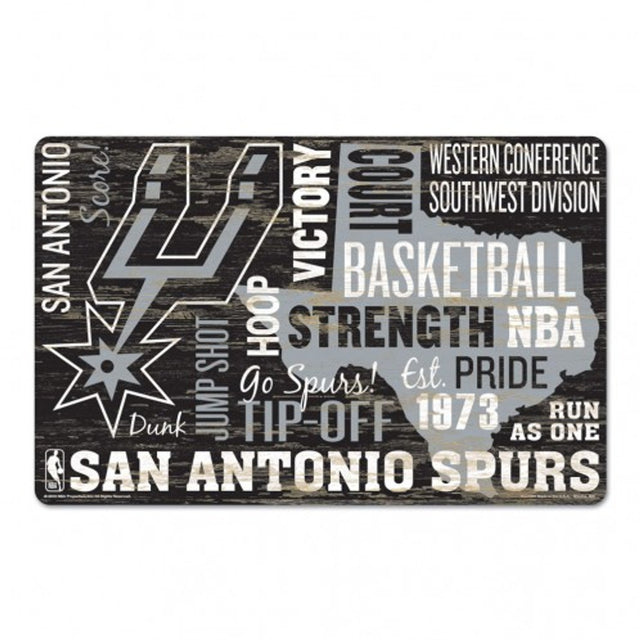 Letrero de madera de 11 x 17 de los San Antonio Spurs con diseño de texto