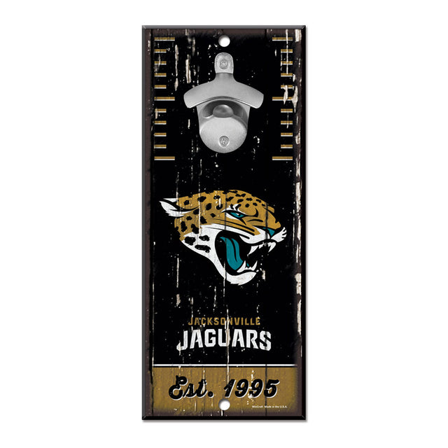 Abridor de botellas de madera de 5 x 11 con letrero de los Jacksonville Jaguars