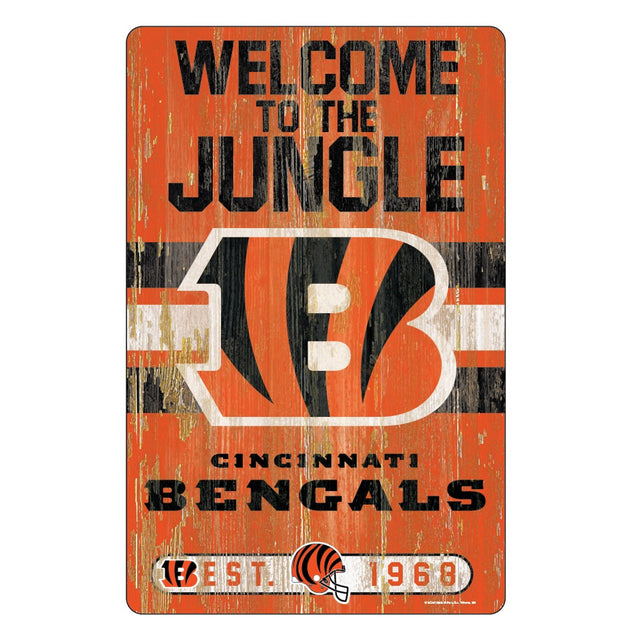 Letrero de madera de 11 x 17 de los Cincinnati Bengals con diseño de eslogan