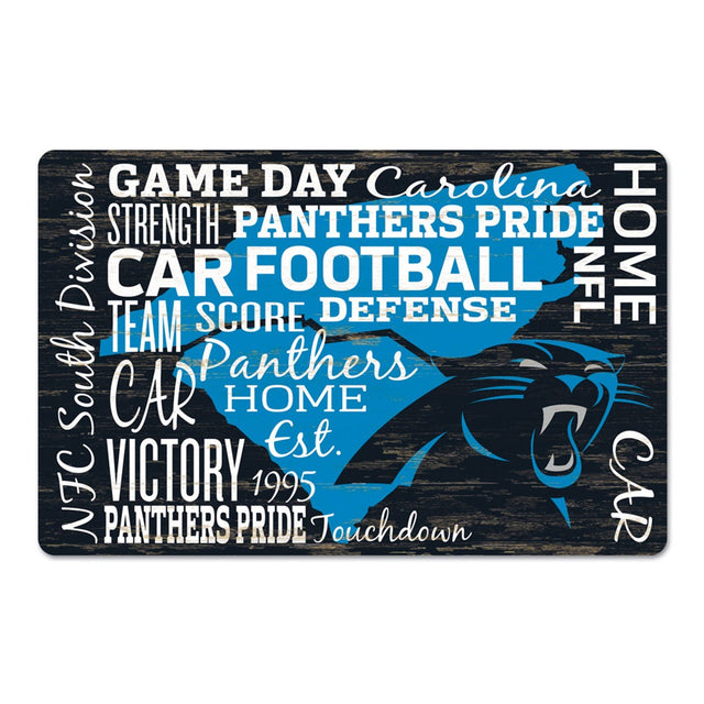 Letrero de madera de 11 x 17 de los Carolina Panthers con diseño de Wordage
