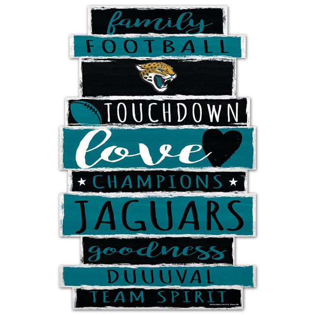 Letrero de madera de los Jacksonville Jaguars de 11 x 17 con diseño de palabras familiares