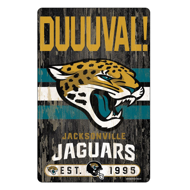 Letrero de madera de 11 x 17 de los Jacksonville Jaguars con diseño de eslogan