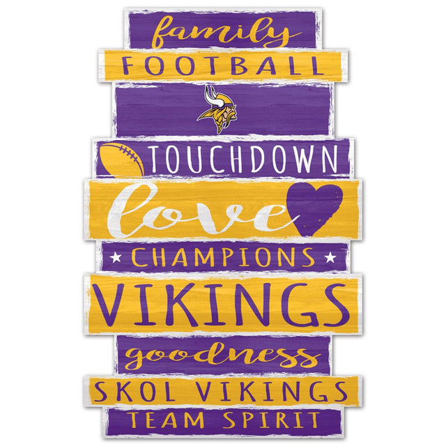 Letrero de madera de 11 x 17 de Minnesota Vikings con diseño de palabras familiares