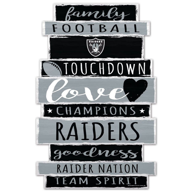 Letrero de madera de 11 x 17 de los Raiders de Las Vegas con diseño de palabras familiares