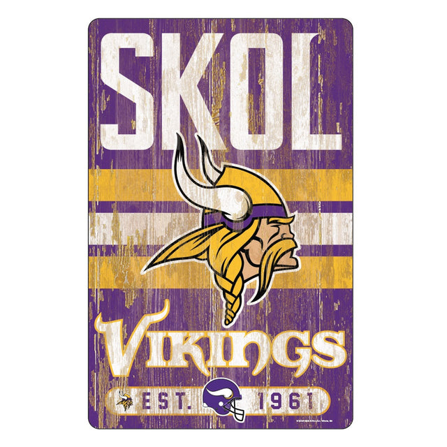 Letrero de madera de 11 x 17 de los Minnesota Vikings con diseño de eslogan