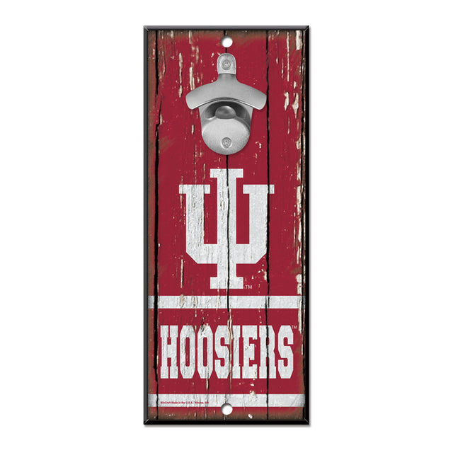 Abridor de botellas de madera de 5 x 11 con letrero de Indiana Hoosiers