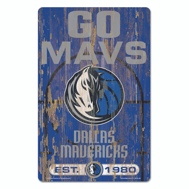Letrero de madera de 11 x 17 de los Dallas Mavericks con diseño de eslogan